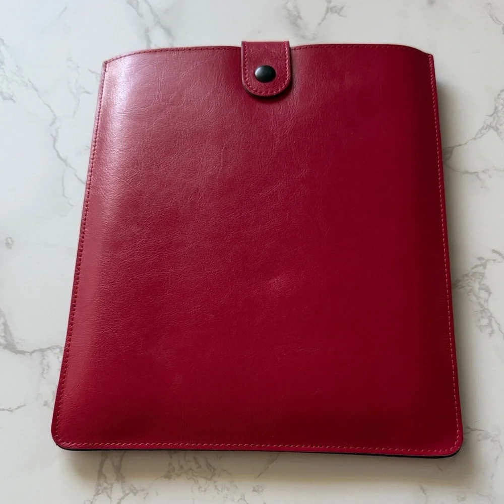 Luxurious Red Leather Tablet Sleeve